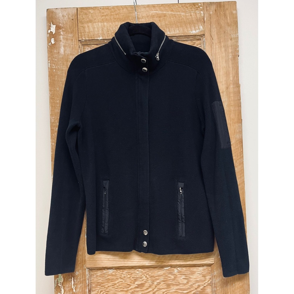 Ralph Lauren M Black Hooded Sweater Jacket Zip Utility Tactical Urban Preppy